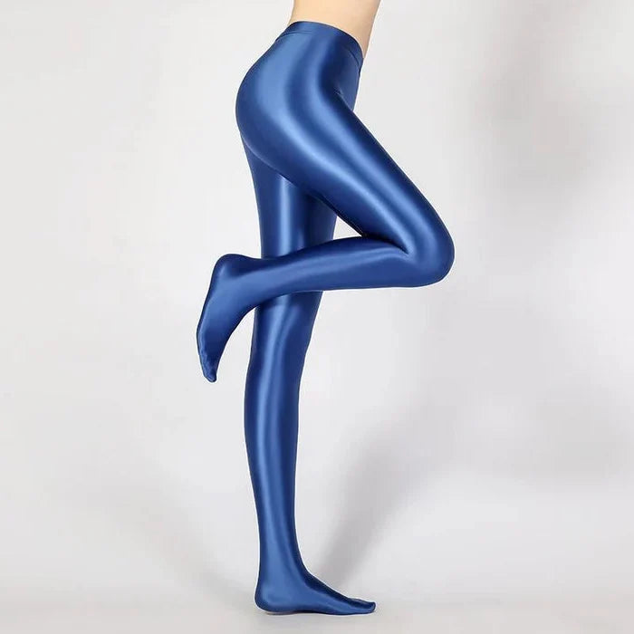 Glansiga Opaque Shiny Hög Midja Sexiga Strumpor - Hög Elastiska Smala Leggings Blyertspants