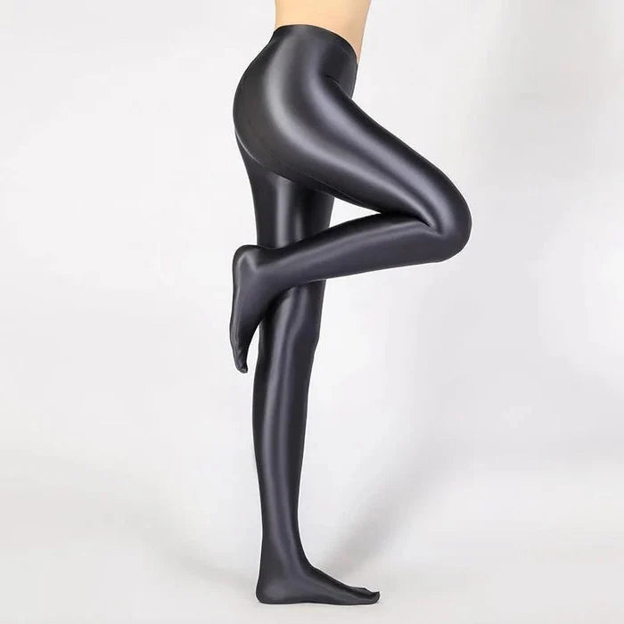 Glansiga Opaque Shiny Hög Midja Sexiga Strumpor - Hög Elastiska Smala Leggings Blyertspants