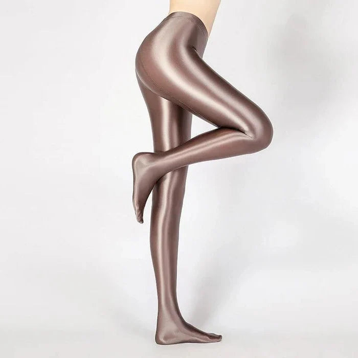 Glansiga Opaque Shiny Hög Midja Sexiga Strumpor - Hög Elastiska Smala Leggings Blyertspants