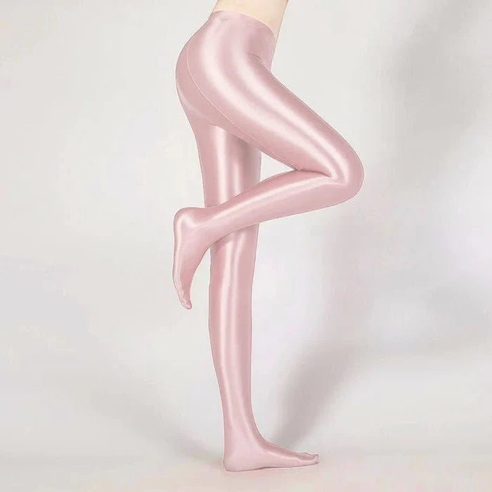 Glansiga Opaque Shiny Hög Midja Sexiga Strumpor - Hög Elastiska Smala Leggings Blyertspants