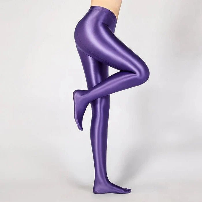 Glansiga Opaque Shiny Hög Midja Sexiga Strumpor - Hög Elastiska Smala Leggings Blyertspants