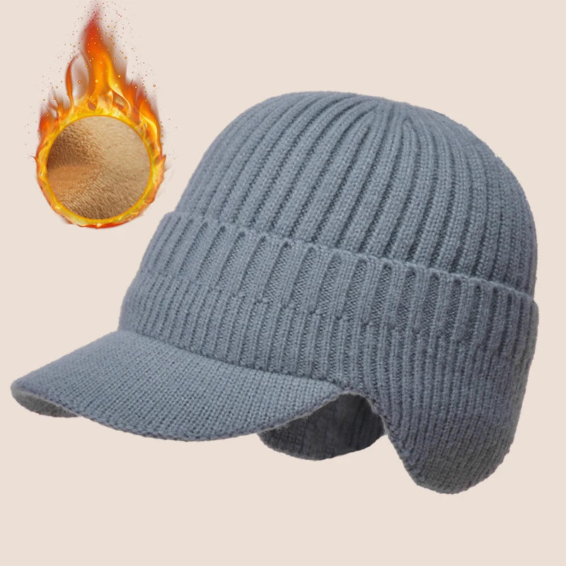 Herr Stickad Öronskydd Vintermössa