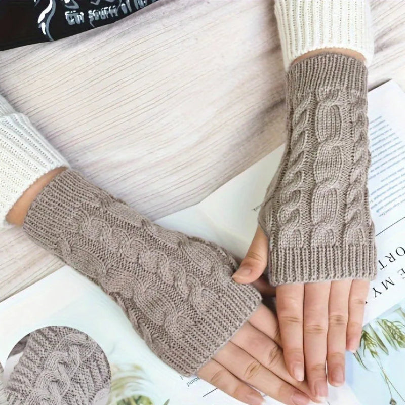 Stickade Vinterhandskar för Damer utan Fingrar