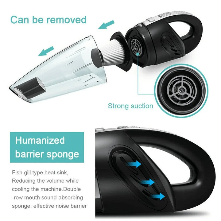 Handhållen Sladdlös Dammsugare USB (120W 4000PA) för Bil, Hem, Husdjurshår och mer (Våt/Torr)
