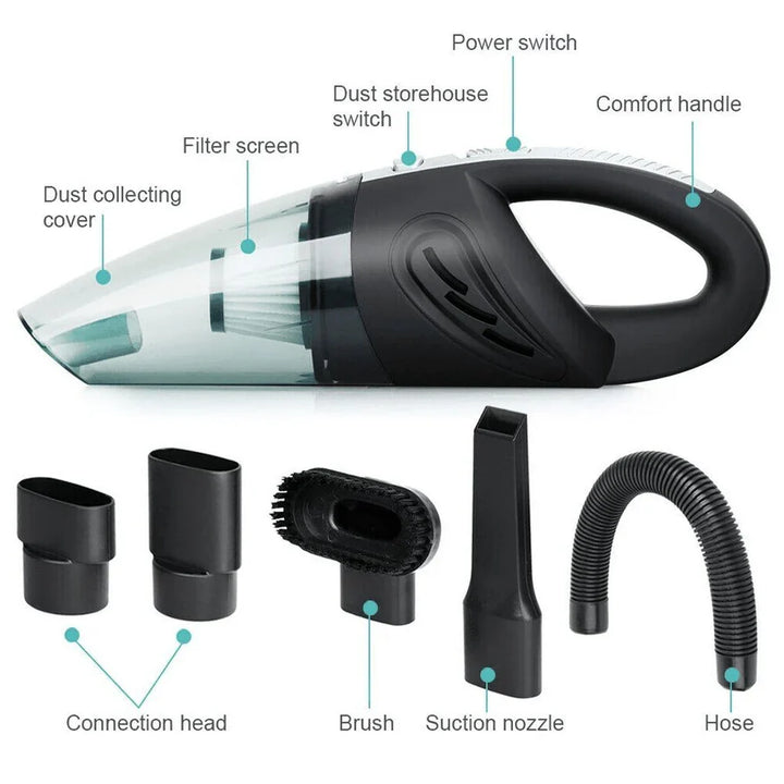 Handhållen Sladdlös Dammsugare USB (120W 4000PA) för Bil, Hem, Husdjurshår och mer (Våt/Torr)