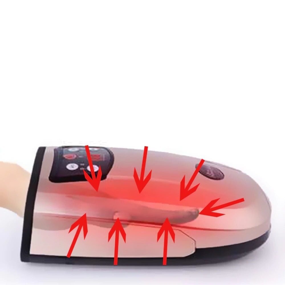 Värmd Handmassager för Artrit Fysioterapi Utrustning Pressoterapi Handmassager med Luftkompression Finger Massager