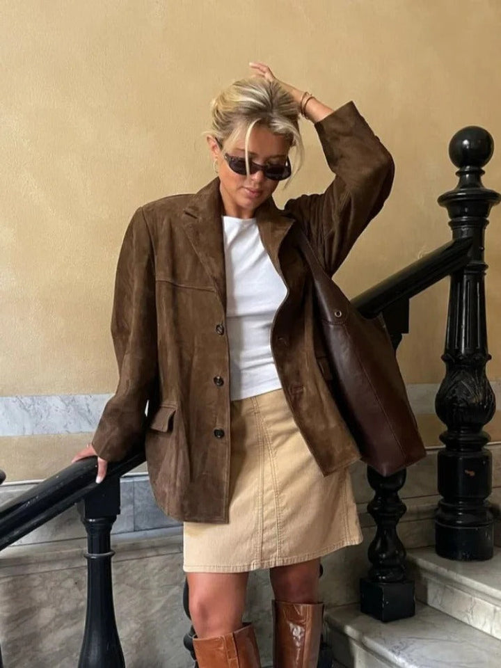 Elegant brun mockajacka för kvinnor
