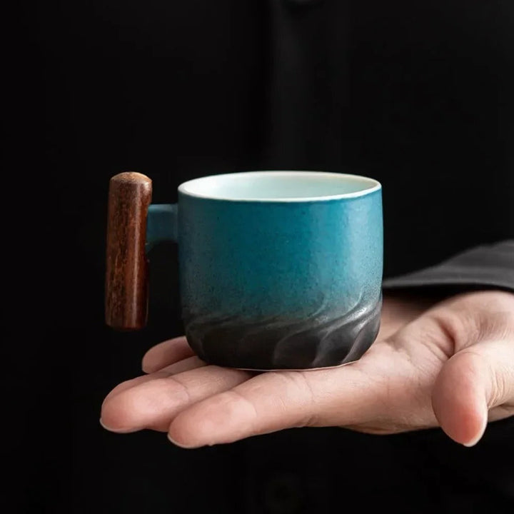 Vintage Espresso Koppar Med Trähandtag