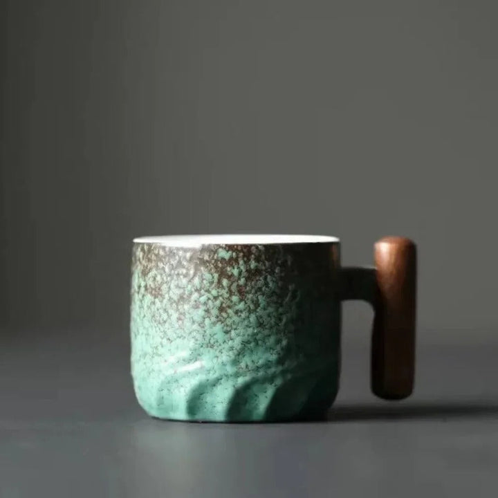 Vintage Espresso Koppar Med Trähandtag