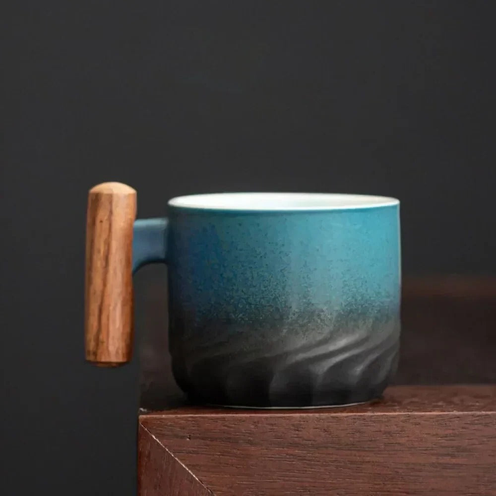 Vintage Espresso Koppar Med Trähandtag