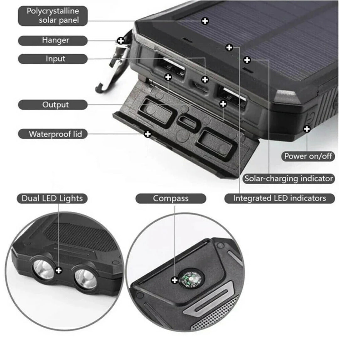 Solcellsladdare Vattentålig Power Bank