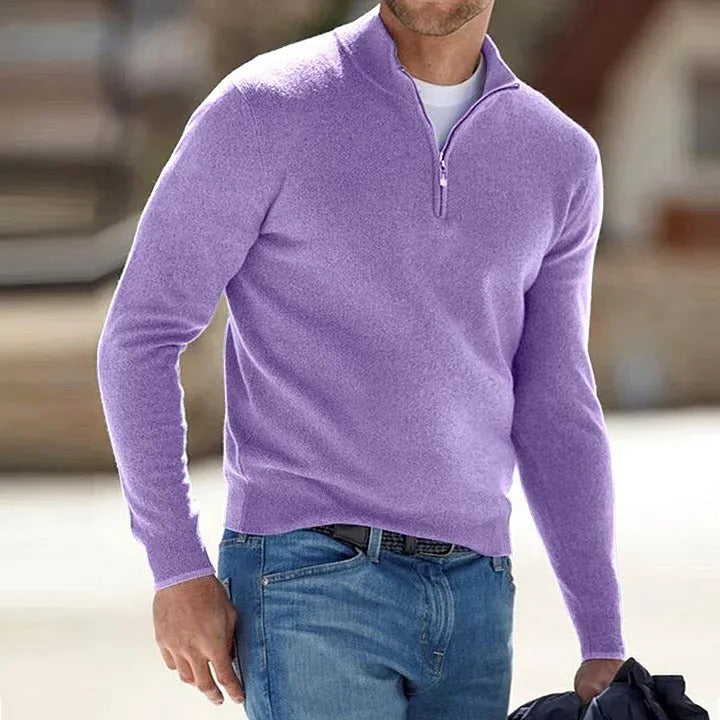 Herr Cashmere Dragkedja Grundtröja
