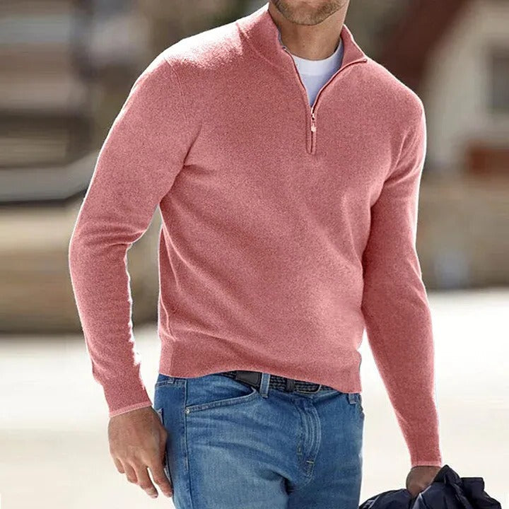 Herr Cashmere Dragkedja Grundtröja
