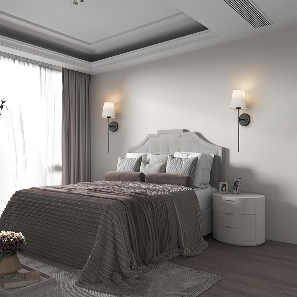 Trådlös Tyg Vägglampa (SET AV 2 + 2 GLÖDLAMPOR GRATIS)