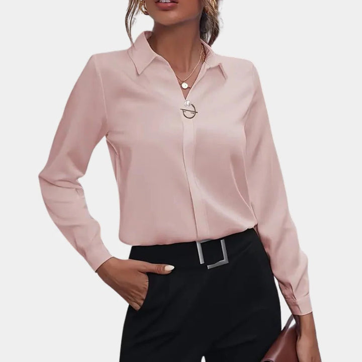 Elegant Enfärgad Blus för Damer