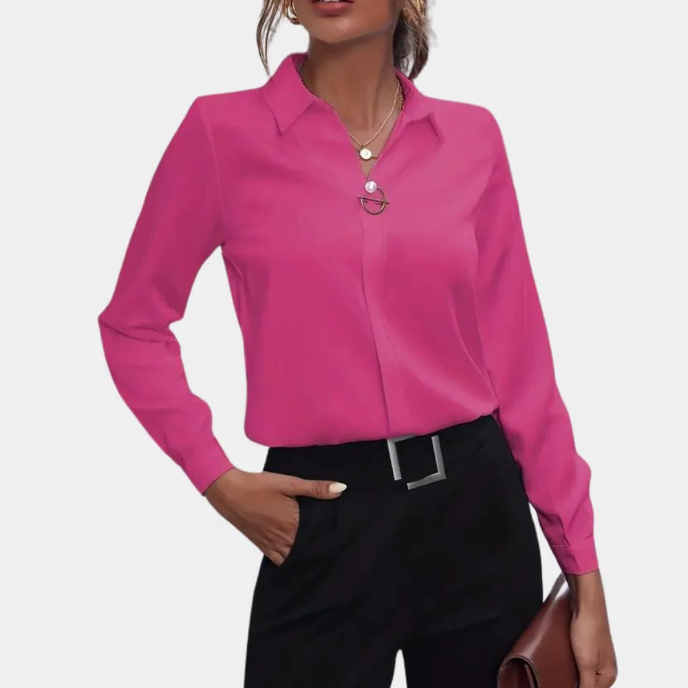 Elegant Enfärgad Blus för Damer