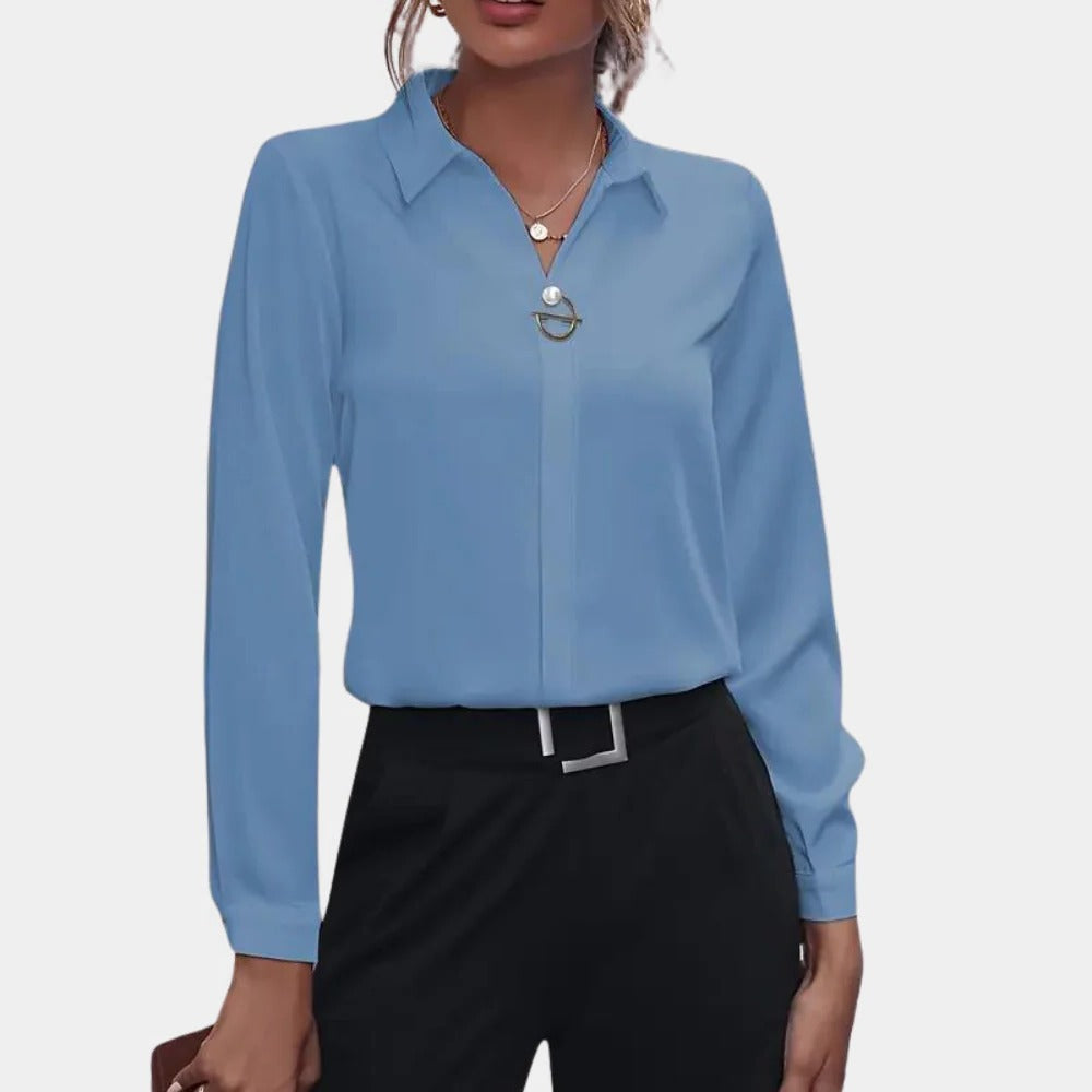 Elegant Enfärgad Blus för Damer