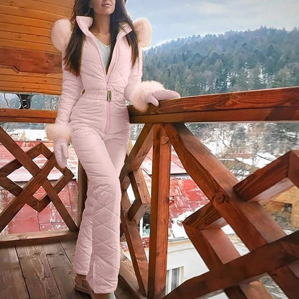 Stilig vintercasual snowboard- och skidoverall med dragkedja för kvinnor