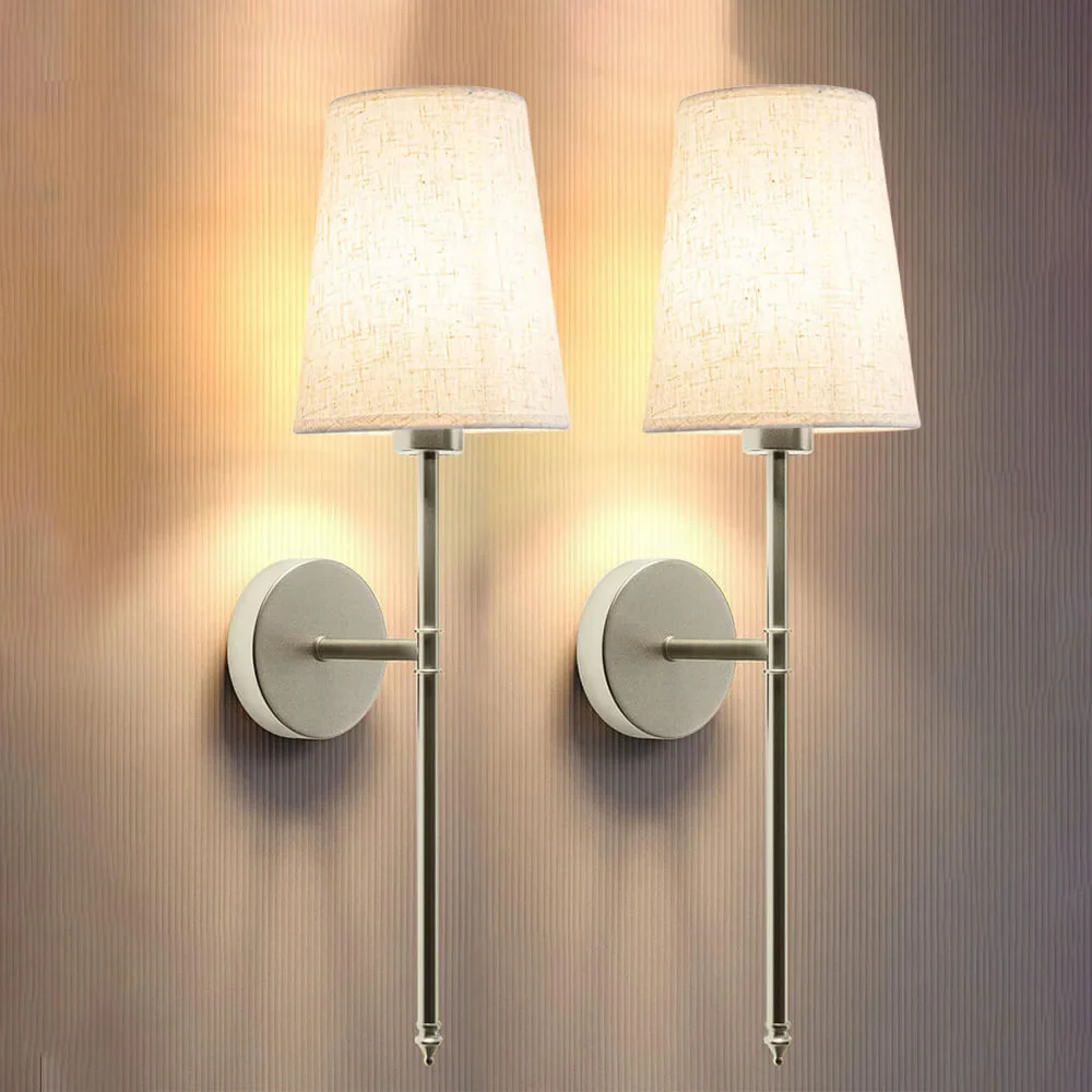 Trådlös Tyg Vägglampa (SET AV 2 + 2 GLÖDLAMPOR GRATIS)