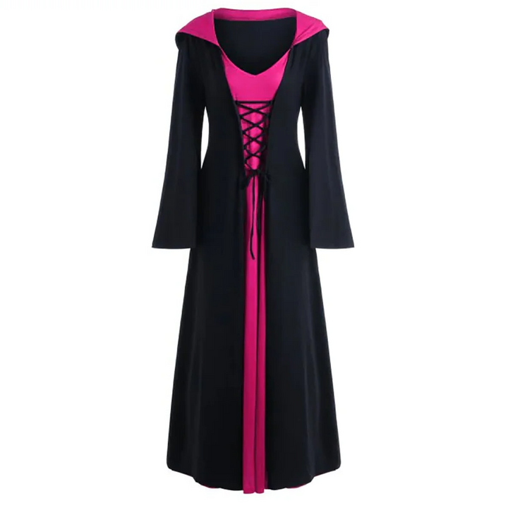 Officiell Medeltida Klänning Vampyr Häxa För Kvinnor Snörad Huva Kappa Robe