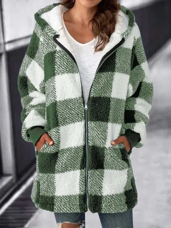 Kvinnors Oversized Hoodie Rutig Lös Kappa