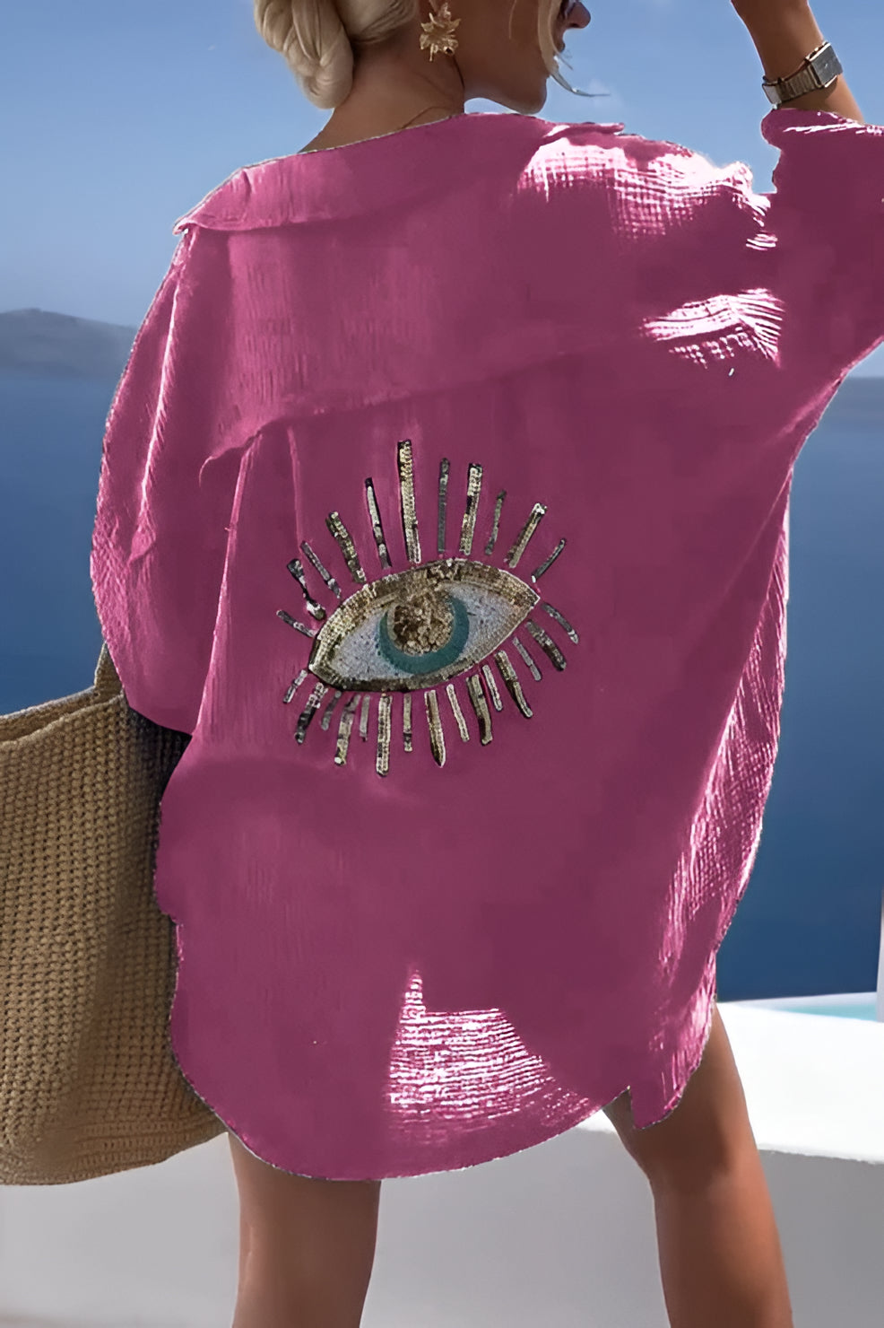 Ont öga T-shirt + Paljettpärla