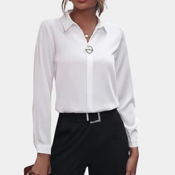 Elegant Enfärgad Blus för Damer