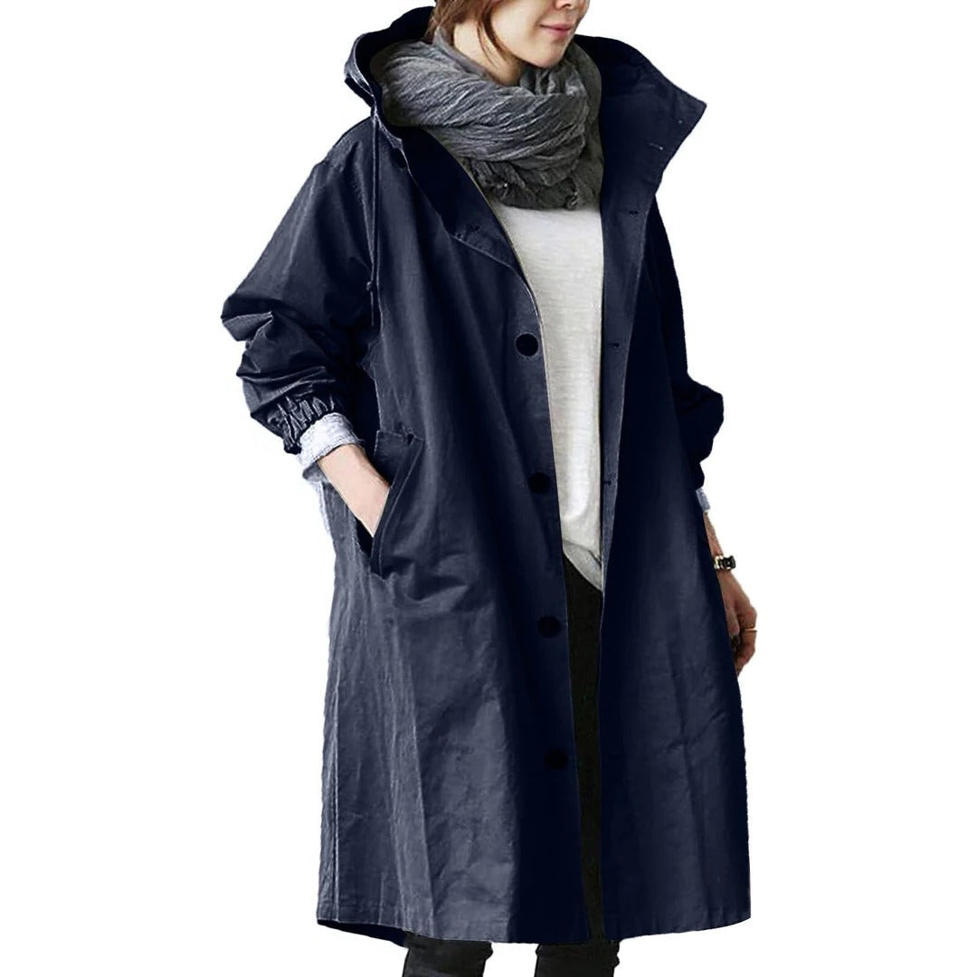 Kvinnors Lång Vattentät Regnjacka