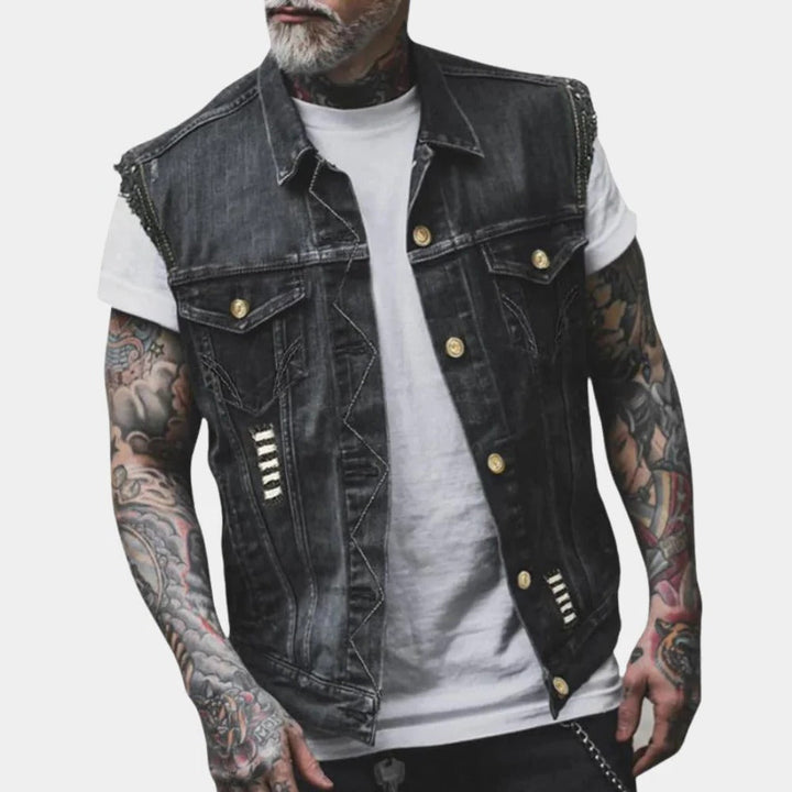 Retro Denim Väst För Män