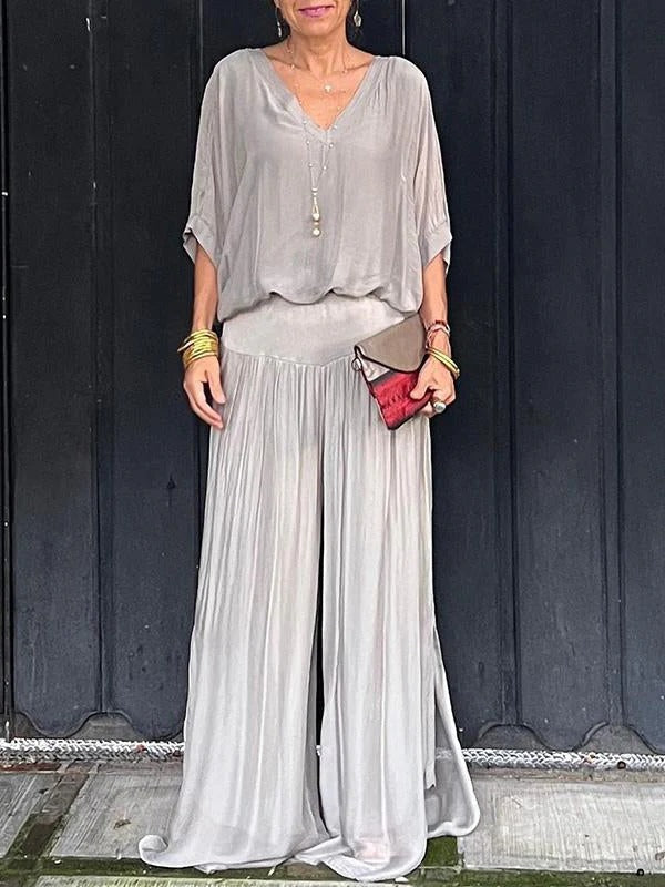 Elegant tvådelad chiffongbyxa med vida ben