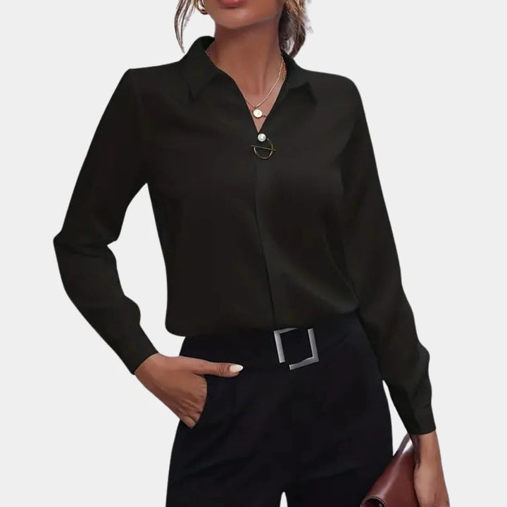 Elegant Enfärgad Blus för Damer