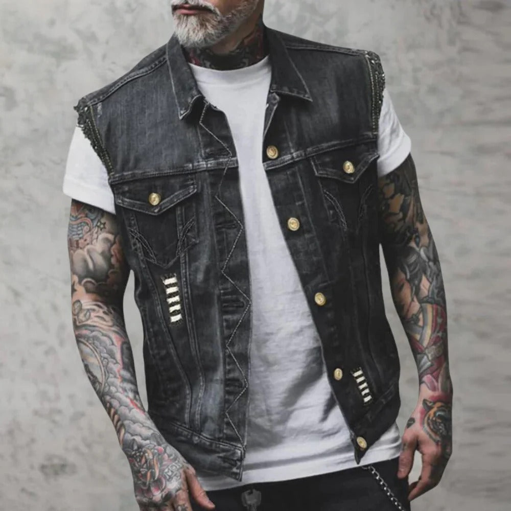 Retro Denim Väst För Män