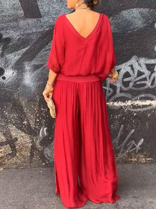 Elegant tvådelad chiffongbyxa med vida ben