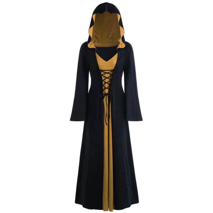 Officiell Medeltida Klänning Vampyr Häxa För Kvinnor Snörad Huva Kappa Robe