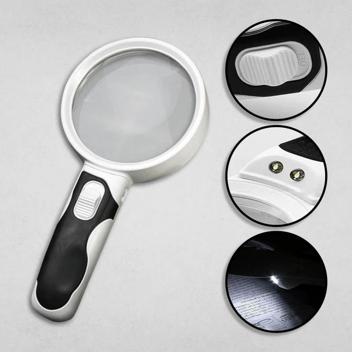 LED-belyst förstoringsglas – Handhållet läsglas för böcker och liten text