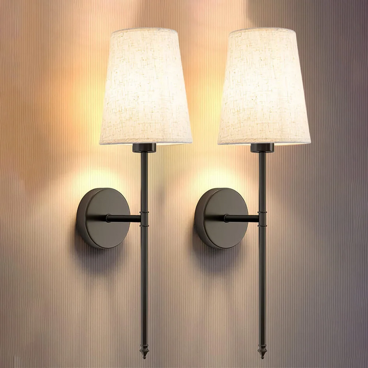 Trådlös Tyg Vägglampa (SET AV 2 + 2 GLÖDLAMPOR GRATIS)