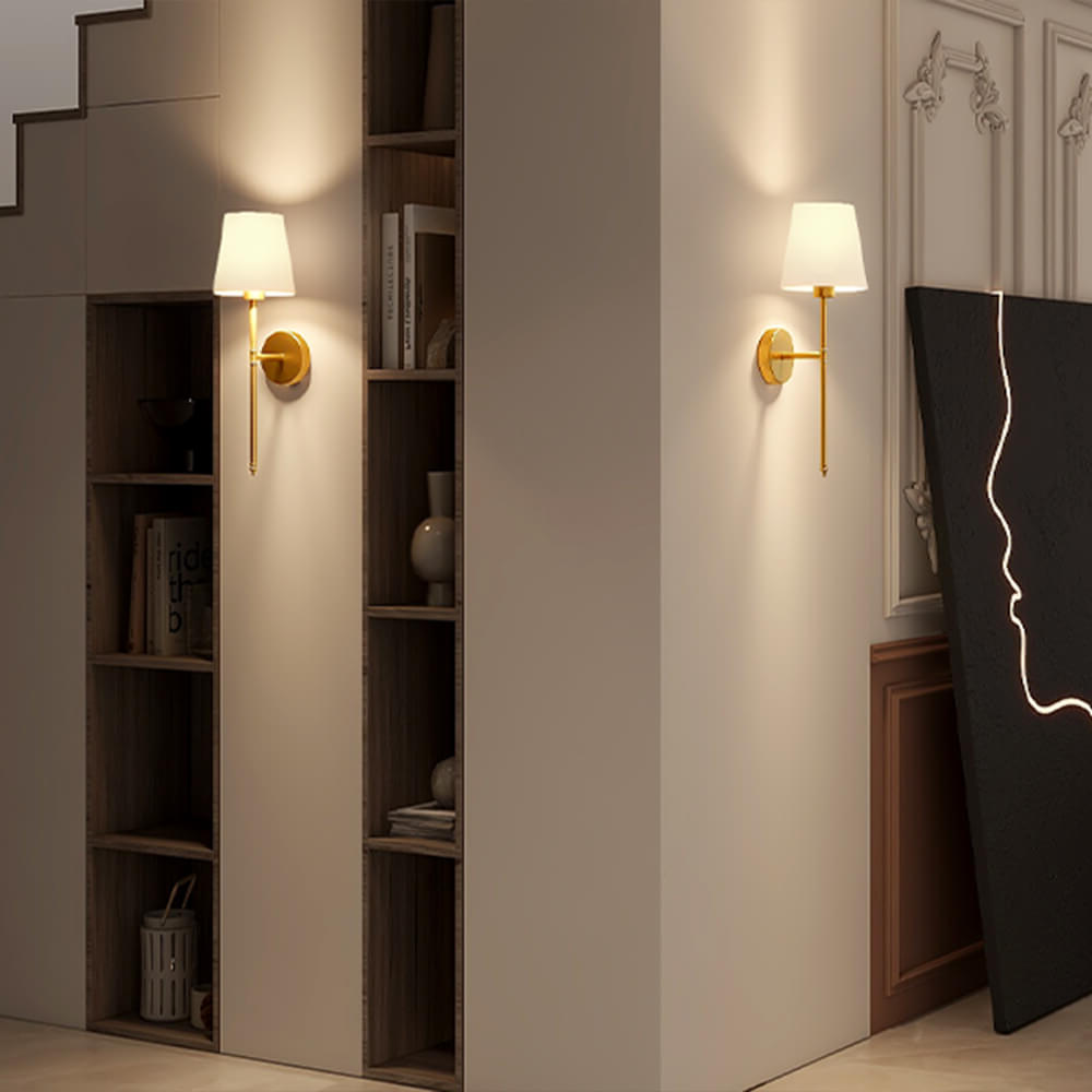Trådlös Tyg Vägglampa (SET AV 2 + 2 GLÖDLAMPOR GRATIS)