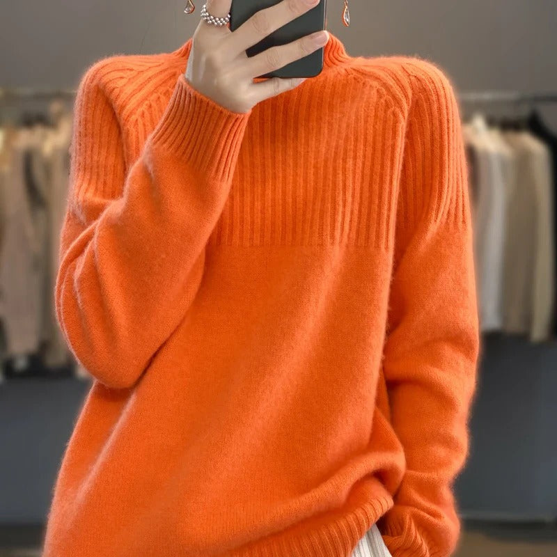 Kvinnors Cashmere Tröja Med Hög Krage