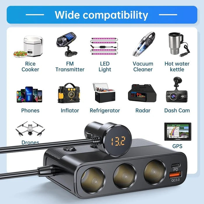 7-i-1 Bil Cigarette Lighter Adapter