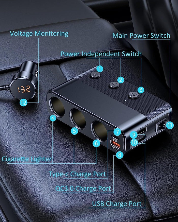 7-i-1 Bil Cigarette Lighter Adapter