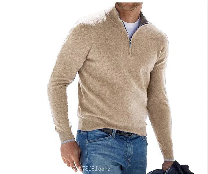 Herr Cashmere Dragkedja Grundtröja