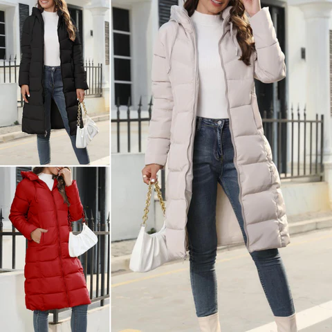 Hooded, long, down jacket, ladies&