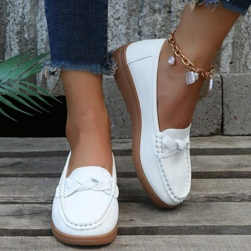 Kvinnors skor Mjukt läder Slip-on Gång Loafers Skor