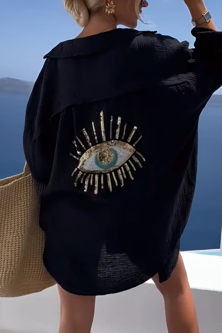 Ont öga T-shirt + Paljettpärla