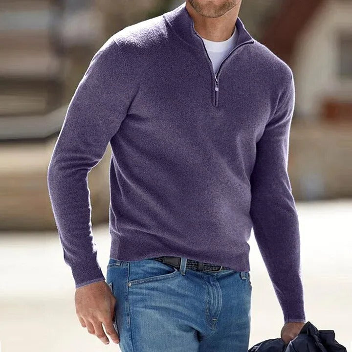Herr Cashmere Dragkedja Grundtröja