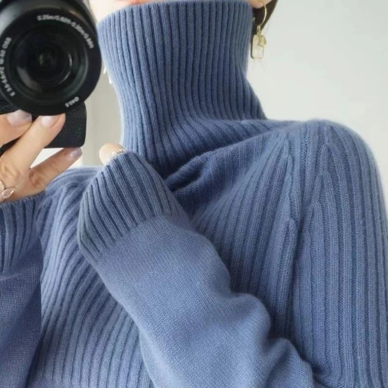 Kvinnors Cashmere Tröja Med Hög Krage