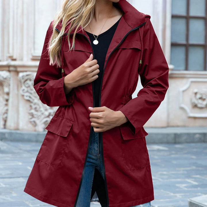 Stilren Dragkedja Trench Coat För Kvinnor