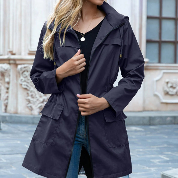 Stilren Dragkedja Trench Coat För Kvinnor