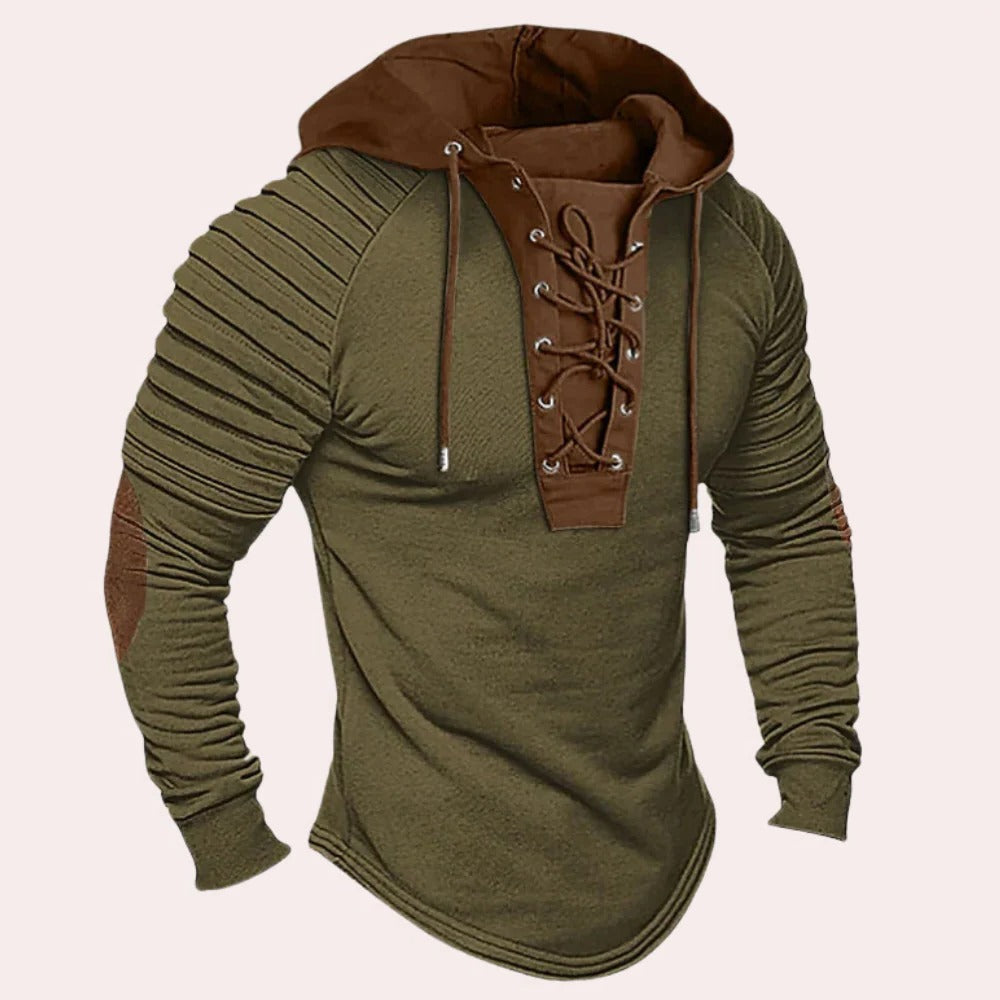 Modern herr sweatshirt med snörning och huva