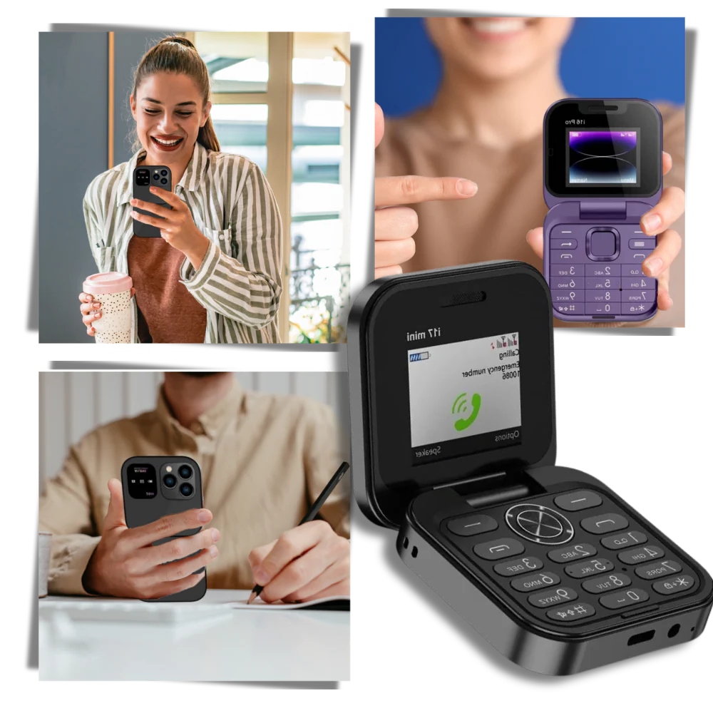 Dual Sim Litet Fällbart Mobiltelefon